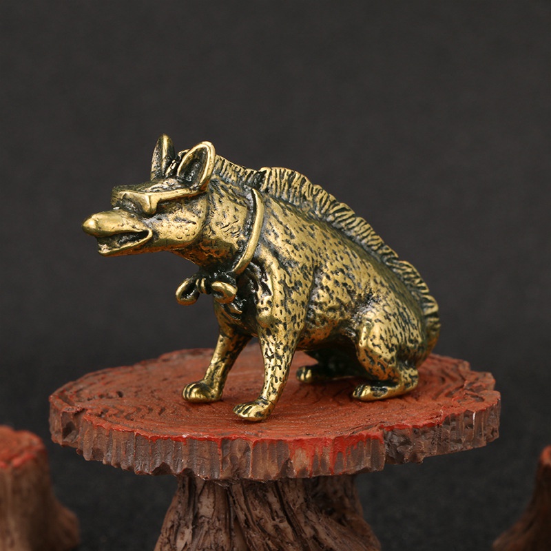 Vintage Collectible Accessories - Ottone Hyaenidae con occhi Statue Miniature