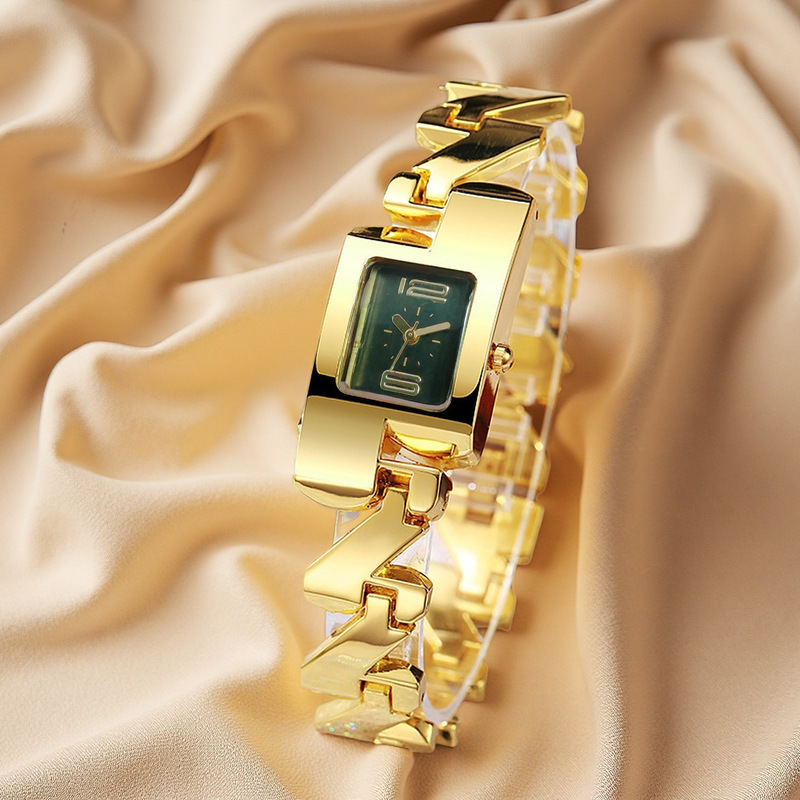 Vintage Watch Crystal - Orologio da Donna Quadrato al Quarzo,