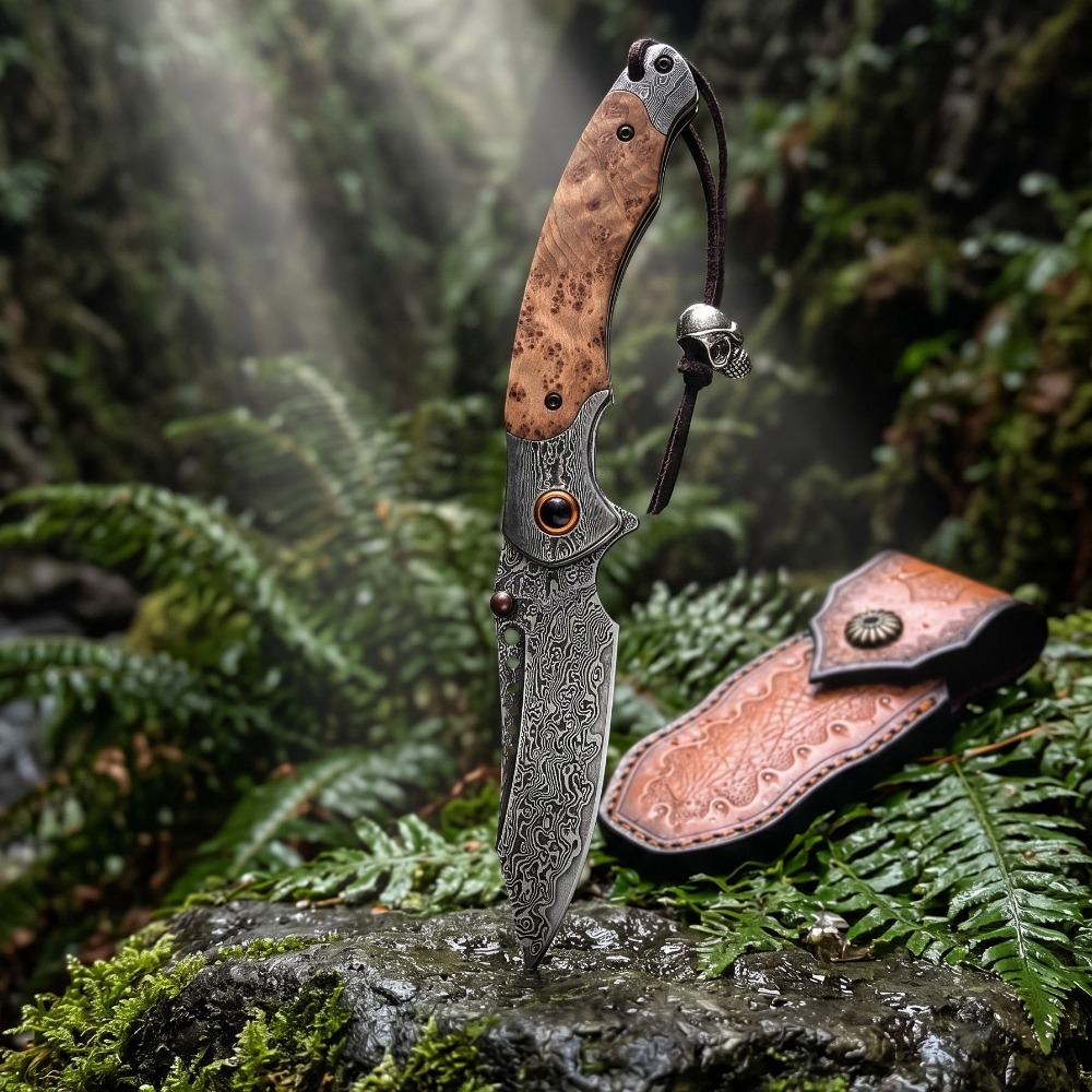 Vintage Collectible Knives - Coltello Pieghevole con Motivo Damascato ad