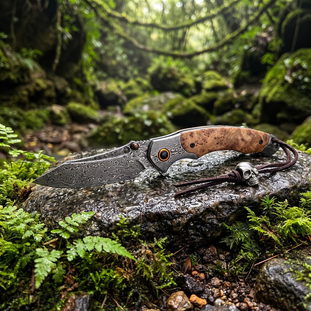 Vintage Collectible Knives - Coltello Pieghevole con Motivo Damascato ad